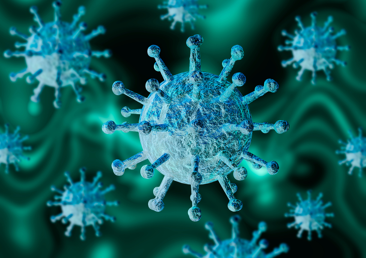 Corona virus graphic in blue color