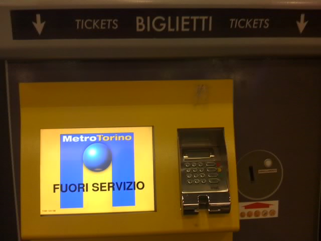 Turin metro ticket vending machine out of service