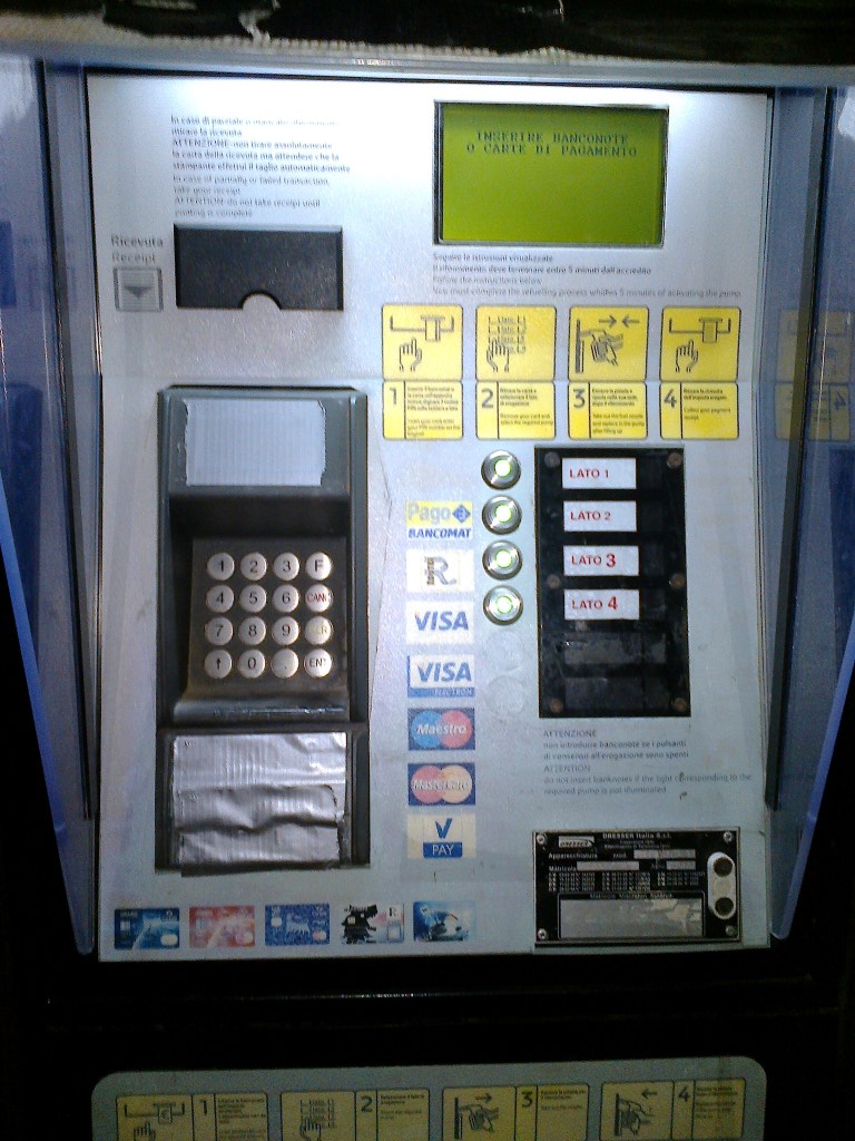 Gas Station payment machine card slot blocked with duct tape